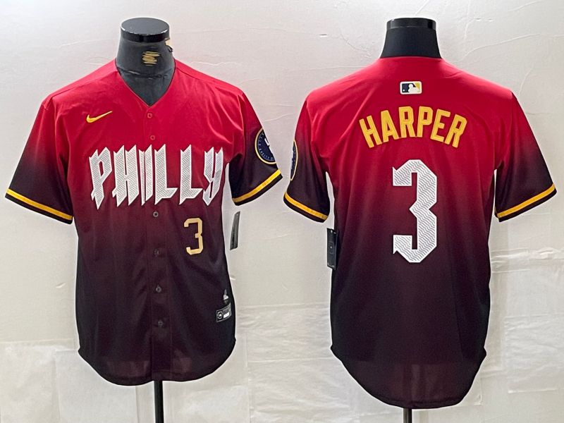 Men Philadelphia Phillies #3 Harper Red City Edition Nike 2024 MLB Jersey style 3->philadelphia phillies->MLB Jersey